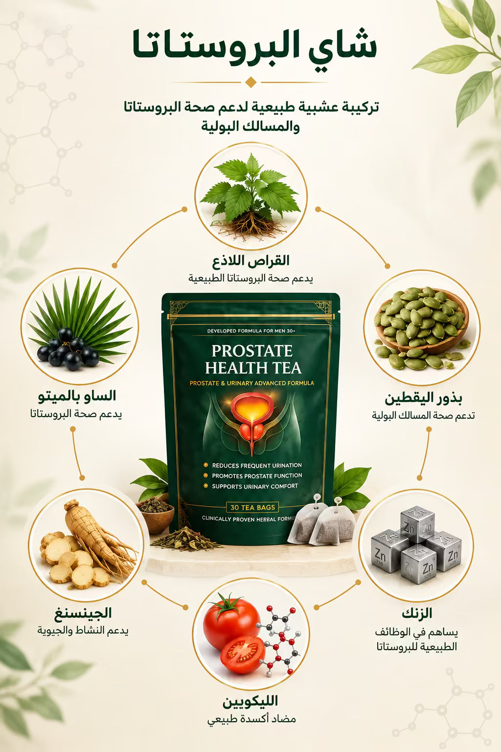 مكوّنات شاي صحة البروستاتا